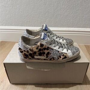 Golden Goose Super-Star Leopard & Silver Sneakers – Size 36 US 6